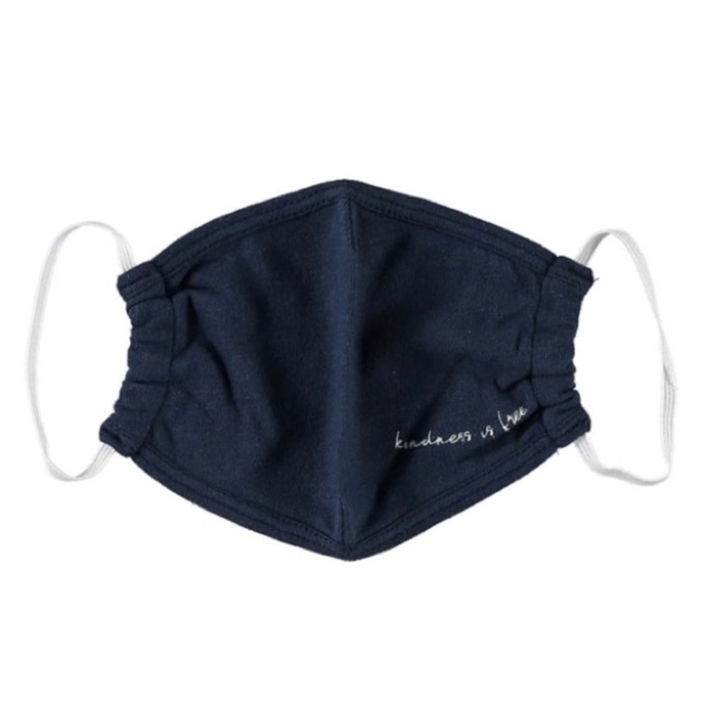 new SOTM ☮︎︎ Reversible Kindness is Free Elastic Strap Face Mask ☮︎︎ Navy Blue